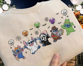 EMBROIDERED Disney Stitch Horror Halloween Costume TShirt Sweatshirt Hoodie, Stitch Halloween Tee, Mickey's Not So Scary Halloween Party