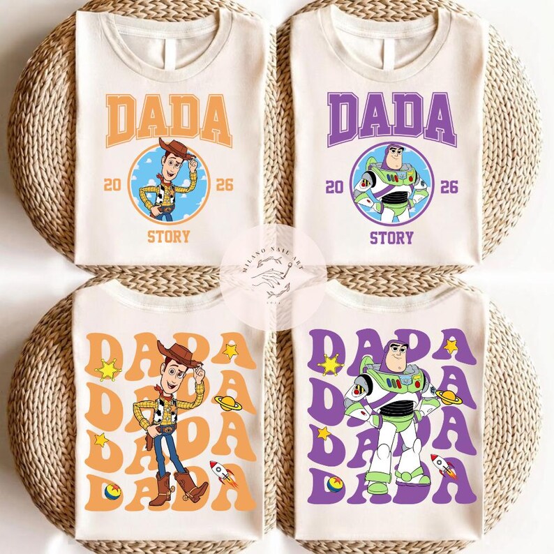 Personalized Comfort Colors Disney Toy Story Mama Dada TShirt, Woody Buzz Jessie Bo Peep, Mother and Father Gift, WDW Disney Trip Shirt image 2