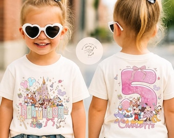 Personalized Comfort Colors Disney Mickey and Friends Castle Birthday Girl Shirt, WDW Disneyland Birthday Trip, Magic Kingdom Outfit