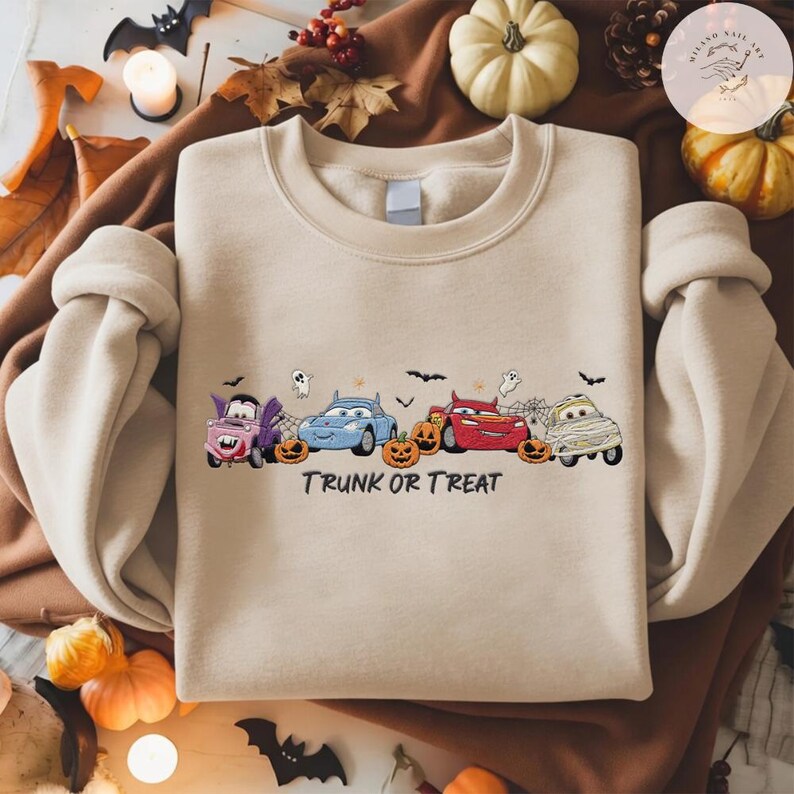 EMBROIDERED Disney Cars Movie Halloween TShirt Sweatshirt Hoodie, Lightning McQueen Sally, Disney Halloween Trip, Halloween Party Baby Tee image 3