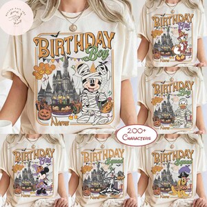 Personalized Disney Halloween Birthday Shirt, Mickey and Friends Birthday Family Matching Tee, Disney Birthday Squad, Birthday Crew Boy Girl
