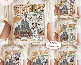 Personalized Disney Halloween Birthday Shirt, Mickey and Friends Birthday Family Matching Tee, Disney Birthday Squad, Birthday Crew Boy Girl