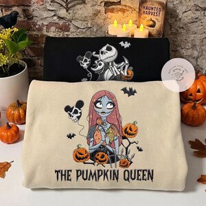 EMBROIDERED Jack And Sally Halloween Couple Shirt, Nightmare Before Halloween, Jack Skellington The Pumpkin King Sweatshirt Hoodie image 4