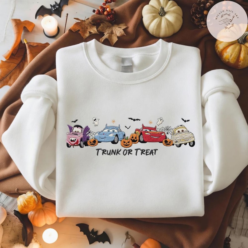 EMBROIDERED Disney Cars Movie Halloween TShirt Sweatshirt Hoodie, Lightning McQueen Sally, Disney Halloween Trip, Halloween Party Baby Tee image 7