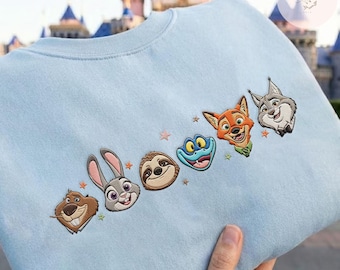 EMBROIDERD Disney Zootopia TShirt Sweatshirt Hoodie, Judy Hopps Nick Gary Yax Shirt, Zootopia Mickey Tee, Disneyland Family Matching Tee