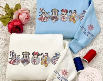 Disney Mickey And Co Embroidered Cruise Shirt, Mickey And Minnie Cruising TShirt Sweatshirt Hoodie, Disney Cruise, Disney Family Vacation