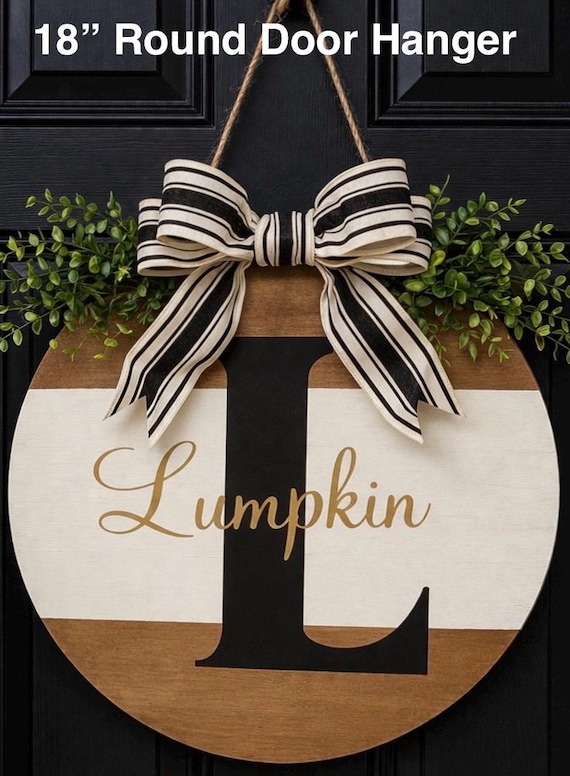 Personalized Last Name Door Hanger | Farmhouse Wooden Sign, Established Year Decor