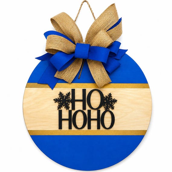 Blue Christmas Ornament Door Hanger • Handmade Holiday Decor