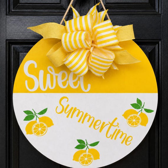 Sweet Summertime Lemon Door Hanger | Farmhouse Summer Porch Decor