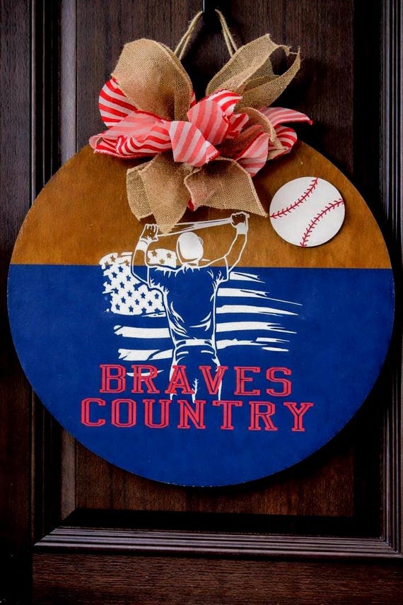Braves Country Baseball Door Hanger | 18" Atlanta Sports Decor Sign
