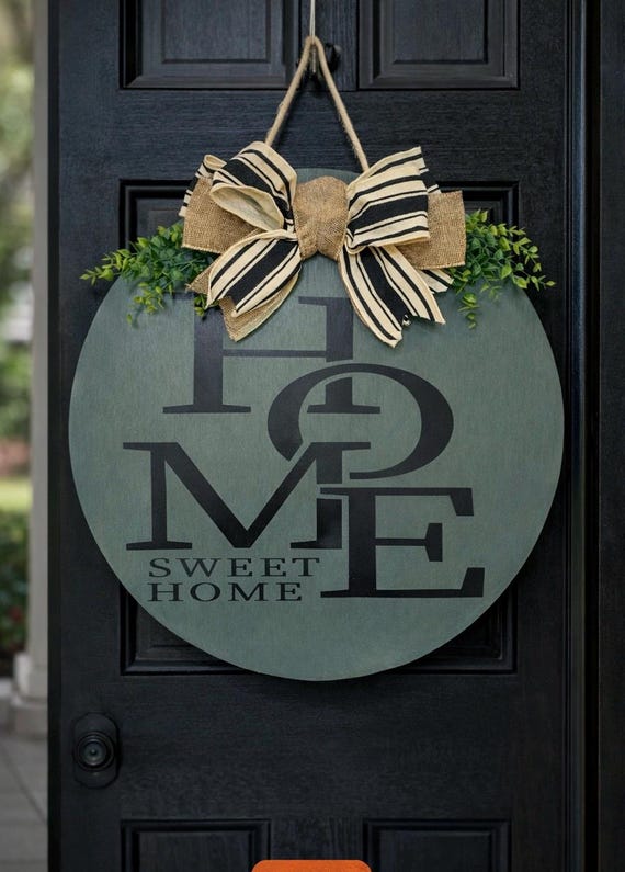 Farmhouse Home Sweet Home Round Door Hanger | Neutral Year-Round Decor