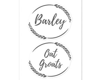 large Oat Groats and Barley wheat berries Sticker label sheet organizing cute grainsinsmallplaces