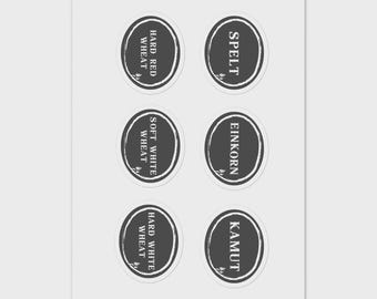 Small Wheat berry Sticker label sheet set grainsinsmallplaces fresh milled flour soft white hard white hard red spelt kamut einkorn wheat