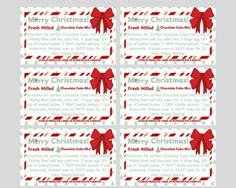 Christmas Gift Tags Fresh Milled Flour Recipe Cards 6 Index cards and 6 stickers grainsinsmallplaces baked goods gift dry mix cardstock
