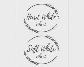 Hard White Wheat & Soft White Wheat Large Wheat Berries Sticker Label Sheet  Kitchen Organization, Handmade Grainsinsmallplaces
