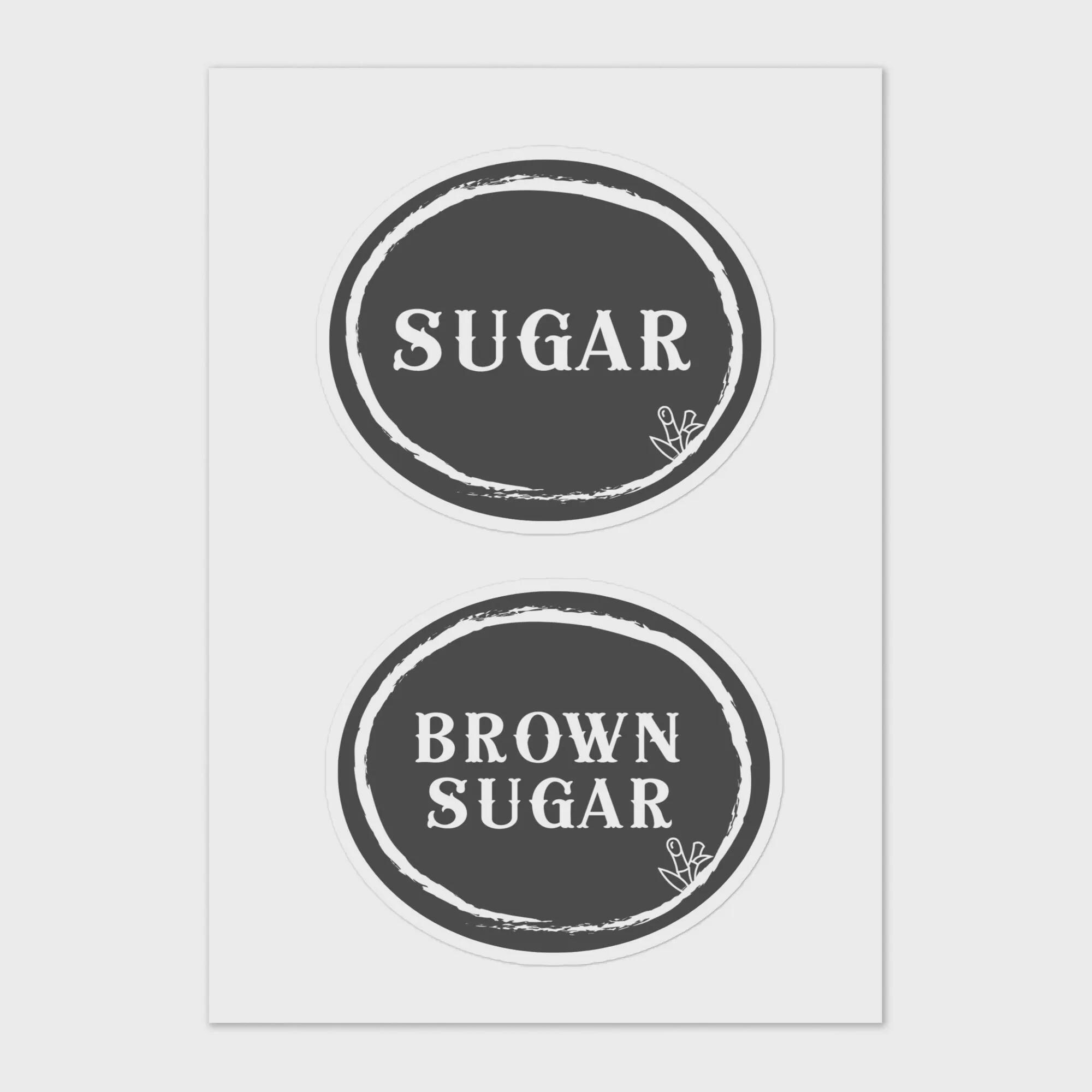 Sugar Sticker Design Large Sugar and Brown Sugar Sticker Label Sheet for Organizing ...