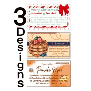 Weihnachts-Pfannkuchen-Mix-Rezeptkarten 3 Designs Körner In Kleinen Orten Urlaub-Set Frisch gemahlenes Mehl Handgeschriebene Briefe Festlicher Glasanhänger PNG