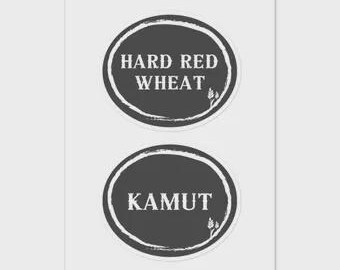 Large Kamut and Hard Red Wheat Sticker label sheet for organizing & storage Grainsinsmallplaces