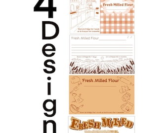 Recipe Cards PNG Digital Download Kitchen Dry Goods Mix Fresh Milled Flour Grains In Small Places Hand Written Letter Cute canned goods gift