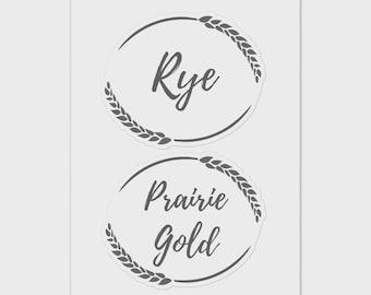 Rye & Prairie Gold Wheat Berries Sticker Label Sheet  Kitchen Organization Grainsinsmallplaces