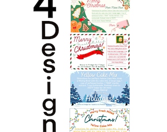 Christmas Recipe Cards Grains In Small Places cake mix Holiday Gift set Fresh Milled Flour  Hand Written Letters Cute Festive jar tags PNG