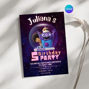 Home birthday invitation for kids home themed printable and editable invitation party time  for kids boovs oh tip digital invite movies