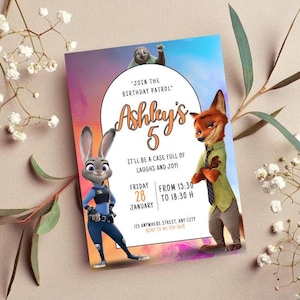 Zootopia Birthday Invitation ,Editable Template, Kids Party, Instant Download, Customizable PDF