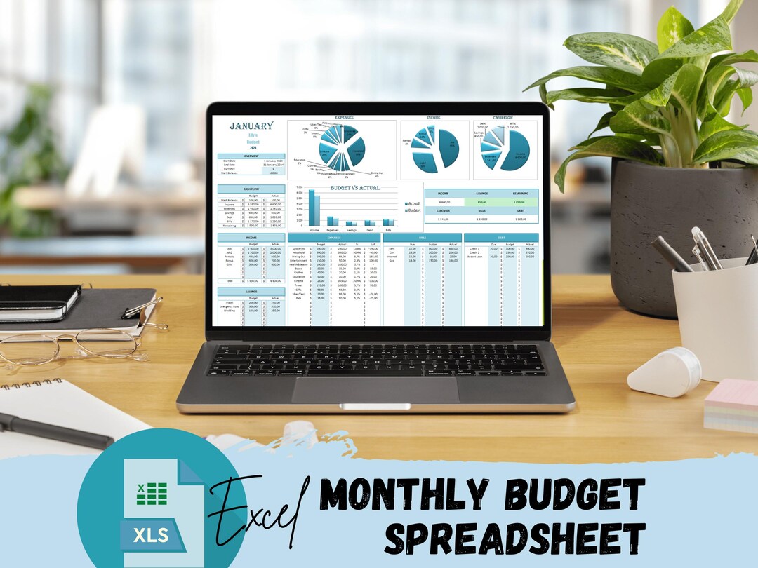 Monthly Budget Planner and Daily Expense Tracker, Editable Excel Budget ...