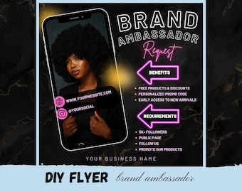 Plantilla editable de volante de embajador de marca: Se busca modelo de redes sociales (digital)