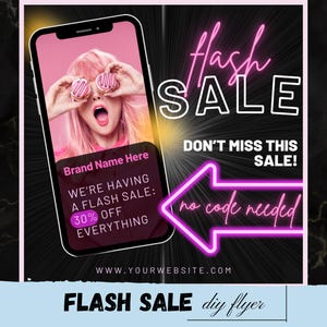 DIY Flash Sale Flyer, Hair Nails Lashes Wigs Braids Makeup Flyer Flash Sale, Boutique Cosmetics Flyer, Flash Sale Social Media Flyer