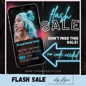 DIY Flash Sale Flyer, Hair Nails Lashes Wigs Braids Makeup Flyer Flash Sale, Boutique Cosmetics Flyer, Flash Sale Social Media Flyer
