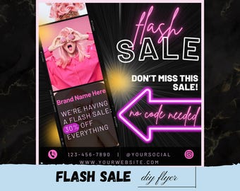 Plantilla de volante de salón Flash, marketing de boutique (descarga digital, Canva, editable, 1080 x 1080 px)