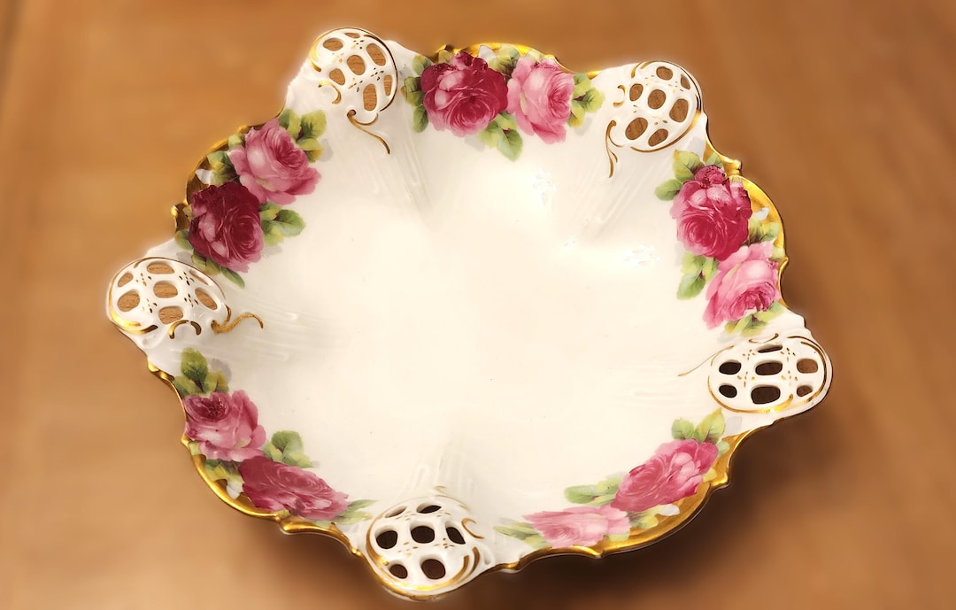 Rosenthal Roses Antique Rosenthal R.C. Porcelain Reticulated Rose Bowl | Art Nouveau ...