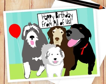 Happy Birthyay Card, Dog Birthday Card, Congratulations Card, Dog Greeting Card, Labrador Card, Happy Birthday from All of Us Card