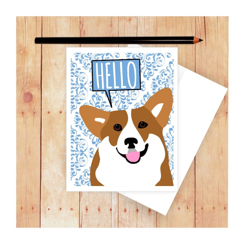 Corgi Card Dog Birthday Card Cute Dog Card Corgi Art Corgi image 1