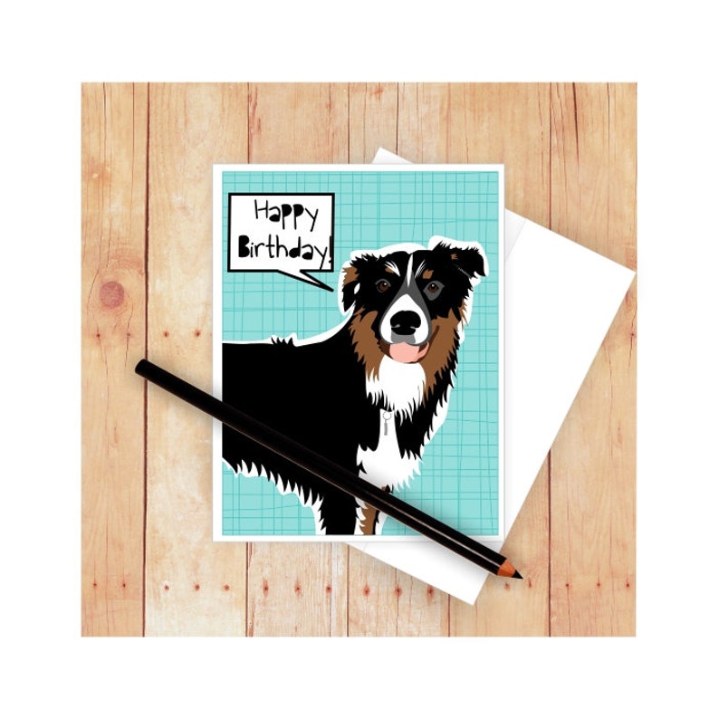 Happy Birthday Card Dog Birthday Card Australian Shepherd Etsy