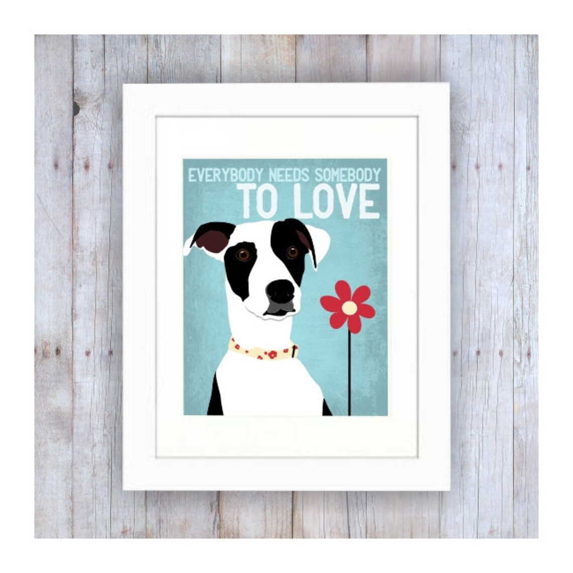 Dog Rescue Black and White Dog Dog Art Rescue Dog Dog Etsy