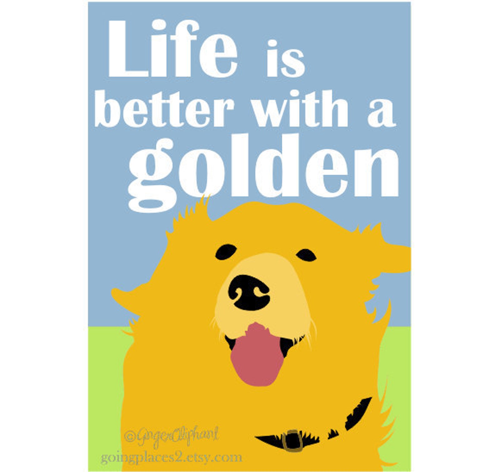 Dog Art Print Golden Retriever Art Print Life is Better Wall - Etsy