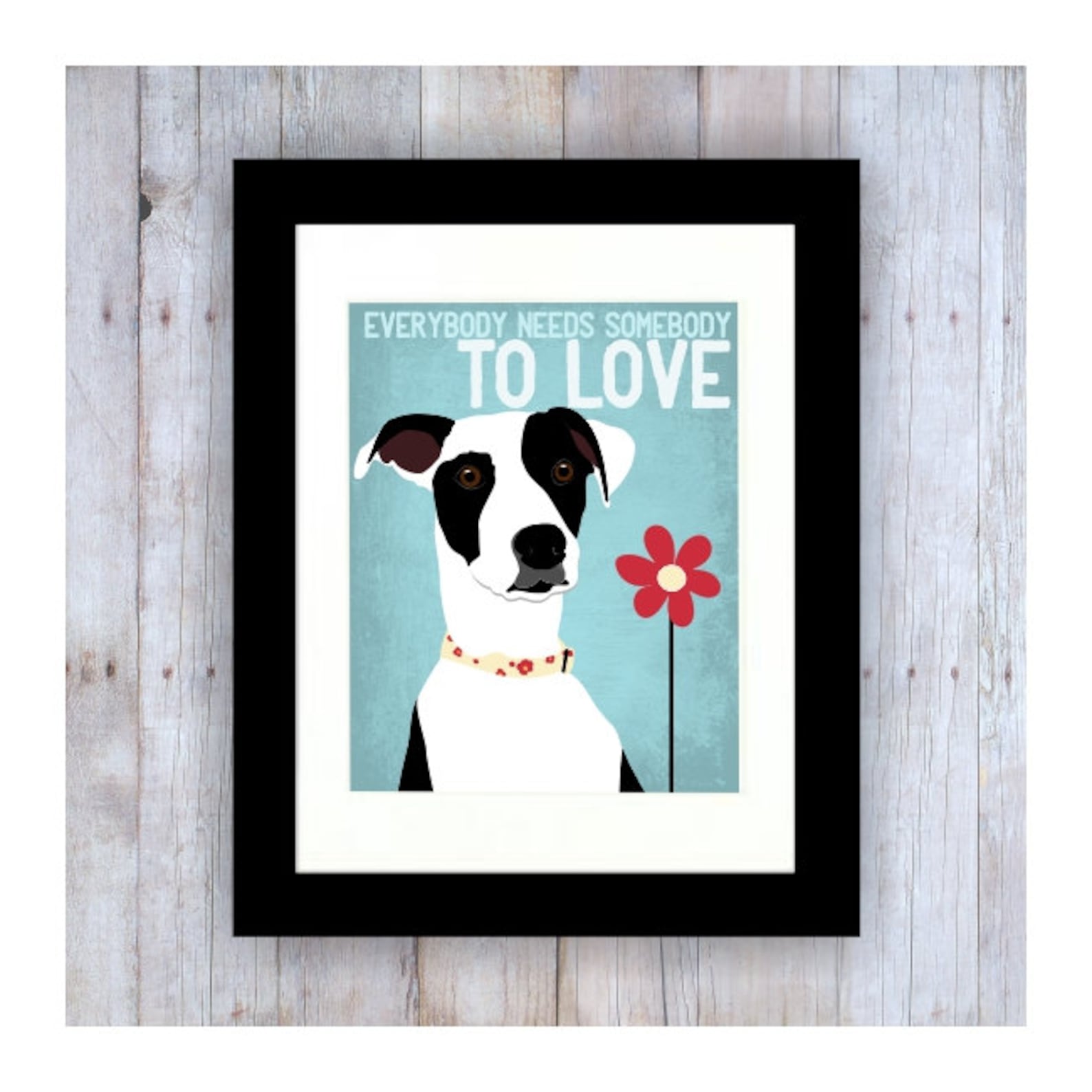 Dog Rescue Black and White Dog Dog Art Rescue Dog Dog Etsy