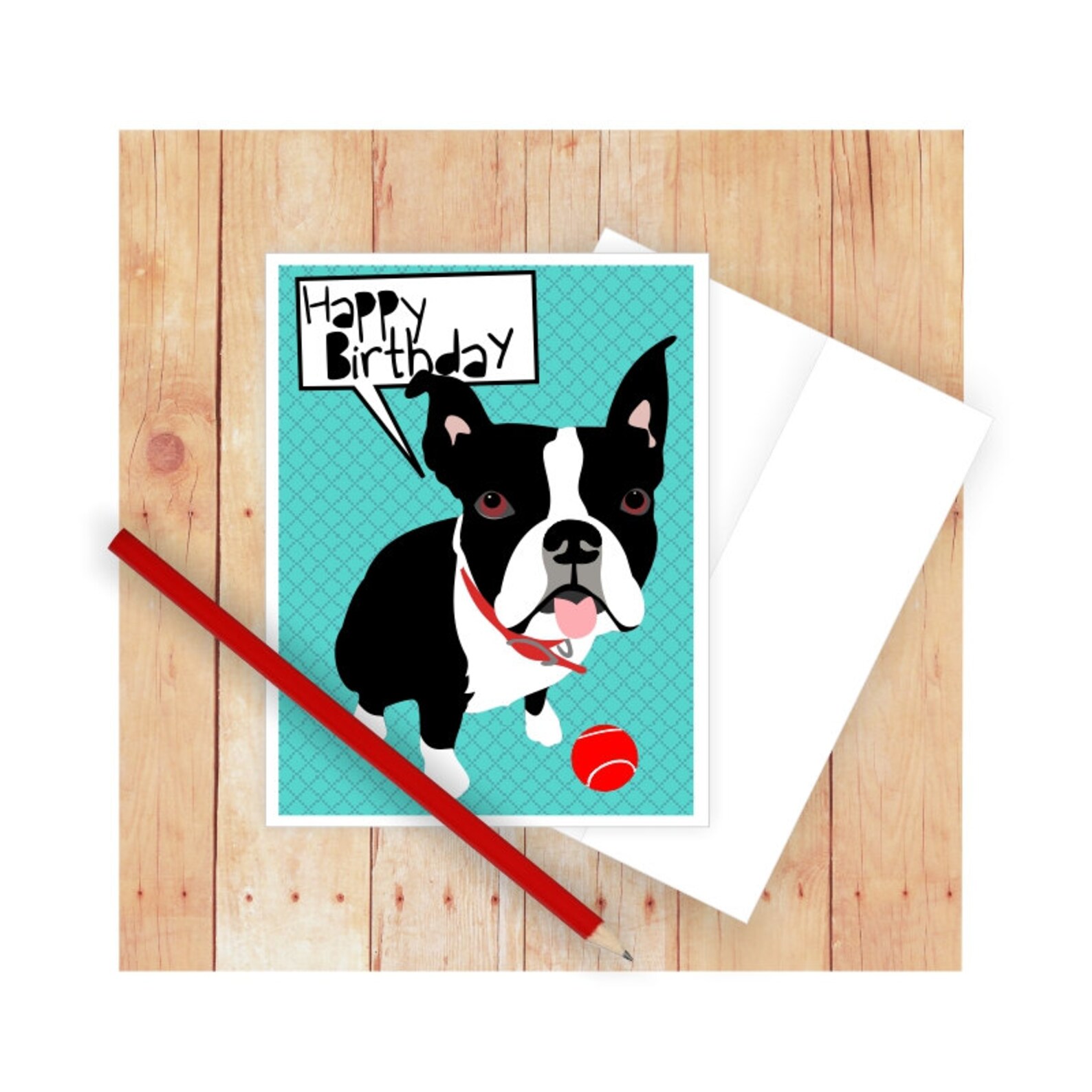 Boston Terrier Birthday Card Thank You Card Dog Greeting | Etsy