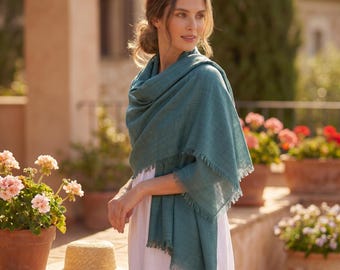 Bufanda de seda y algodón 50/50 | Chal ligero de lujo | Suave bufanda de verano | Elegante bufanda para mujer | Tela de seda y algodón marrón