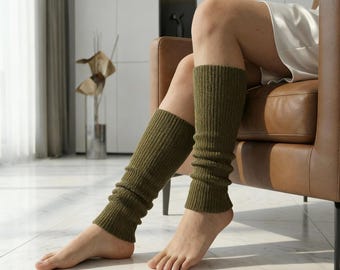 Scaldamuscoli in maglia di alpaca | Polsini per stivali in stile vintage | Scaldamuscoli in maglia elasticizzata morbida per donna | Scaldamuscoli alla moda per l'autunno e l'inverno