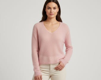 Mohair Strickpullover Handstrick Schiere weicher leichter Sommer Pullover Blend