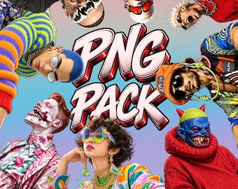 VOL.2 | PNG Clipart Bundle Big Head Character | High Resolution PNG for Stickers, T-Shirt, Print