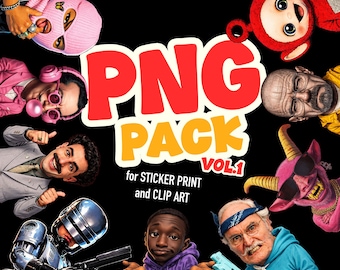 VOL.1 | PNG Clipart Bundle Big Head Character | High Resolution PNG for Stickers, T-Shirt, Print