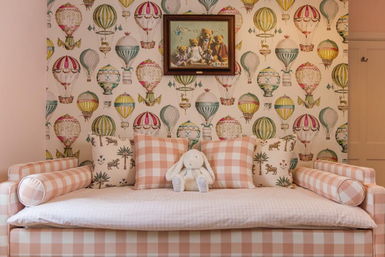 Sitting Rabbit Template Pink Gingham Upholstered Day Bed With Pull-out Trunk - Etsy