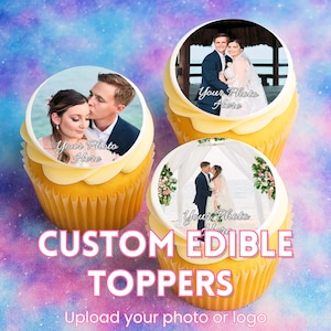 Adornos comestibles precortados personalizados para tartas: decoraciones para cupcakes, galletas y pasteles