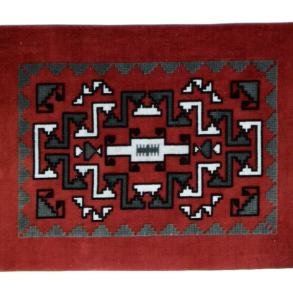 RED GANADO - Southwest Rug Design for Cross Stitch and Needlepoint Pattern