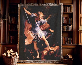 St. Michael the Archangel Blanket – Catholic Throw Blanket – Saint Michael Archangel – Catholic Christmas Gift Mom, Wedding, Housewarming