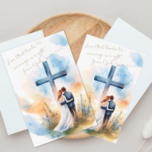 Cartão de casamento católico, cartão de noivado, citação do Papa João Paulo II, cartão de felicitações de casamento cristão religioso, presente em branco